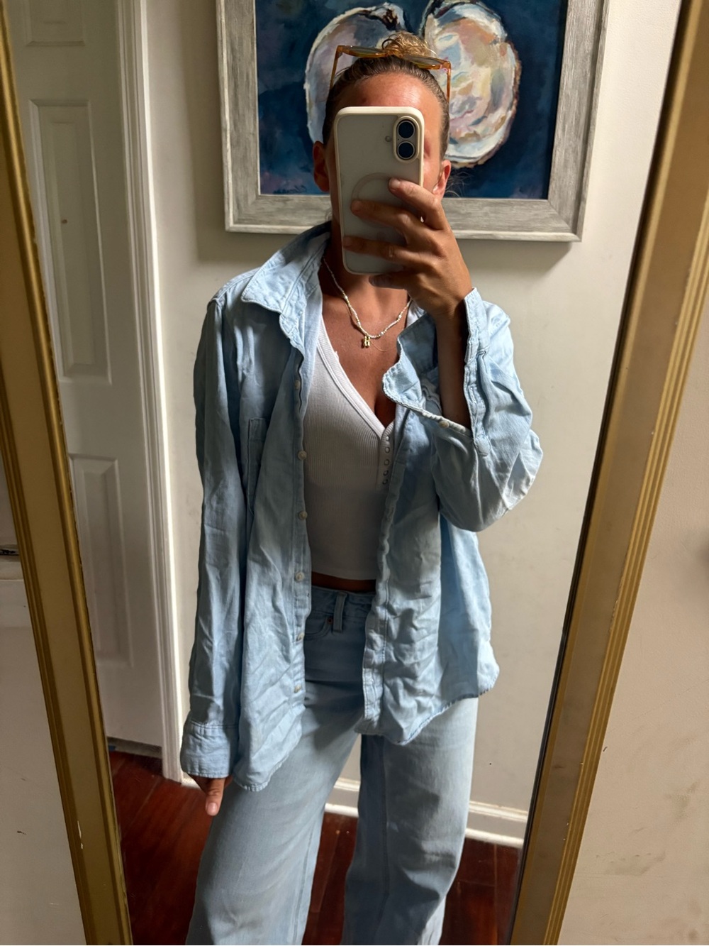 Universal Thread Light Blue Denim Button-Up Shirt